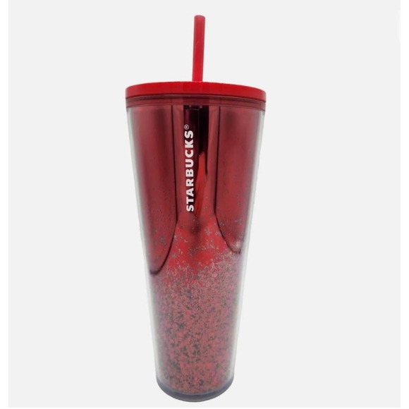 NWT Starbucks 24oz. Red Holiday Tumbler Cascading Glitter 2019 - Picture 2 of 6
